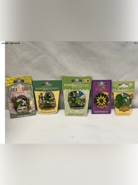 5 Epcot International Flower/Garden Festival Limited Release Disney Pins 2011-15